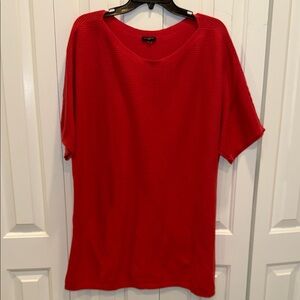 Talbots Plus Bright Red Ribbed Crewneck Sweater